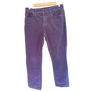 Talbots Purple Corduroy Pants Womens 8L Straight Leg Fine Wale Stretch 5-Pocket